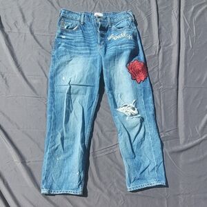 Embroidered Straight Leg Jeans Rodeo Qunicy Denim